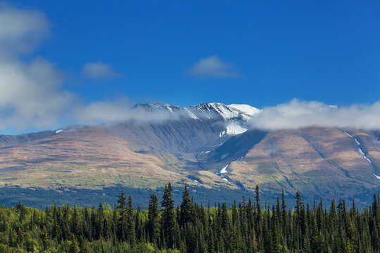Mountains in polar tundra