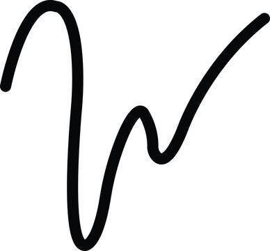 Abstract handwritten letter W signature stroke vector element