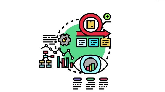 Business strategy implementation mapping concept project management, long term planning, agile process, data analytics, and continuous monitoring for organizational development