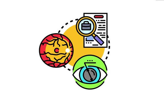 Long term vision concept showing eye care, strategic business planning, and detailed document analysis, highlighting future goals and clear objectives