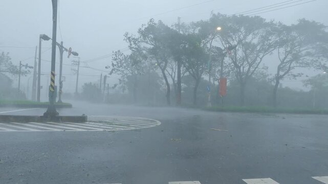 Hurricane Force Winds And Torrential Rain Batter City During Drive