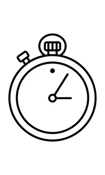 Minimalist mechanical stopwatch icon with simple circular dial and top activation button isolated on a white background time management concept