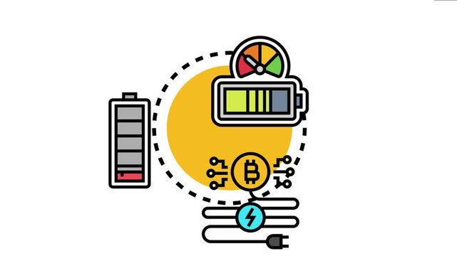 Low energy consumption concept efficient power usage, battery optimization, and sustainable energy practices, connecting to digital currency operations and cost saving