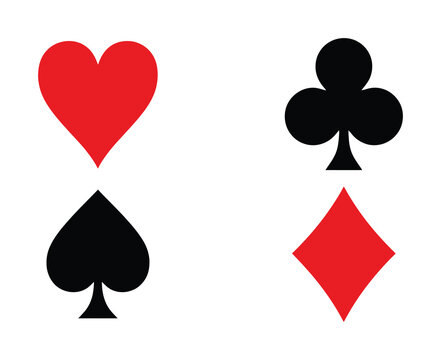 The four standard playing card suits: hearts, clubs, spades, and diamonds