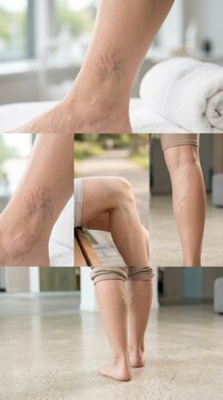 Human leg affliction: varicose vein, vascular problem, blood flow, medical diagnose, health issue, skin appearance, symptom manifestation, circulatory system.