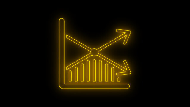 Neon Financial Growth Chart with Upward and Downward Arrows