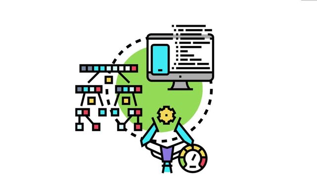 Low level programming concepts machine code, software engineering, and data processing flow in a visual representation for digital technology development