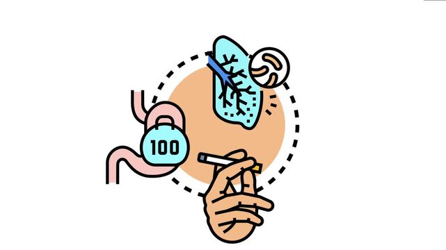 Low prevalence illnesses concept showing smoking, lung health issues, bacterial infection, and obesity impacting human health for medical and healthcare themes
