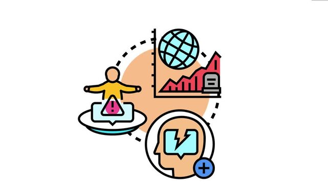Conceptual with a global graph, a patient contemplating an alert, and a human head experiencing a breakthrough, symbolizing the challenges of rare medical conditions