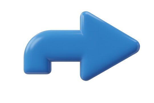 Blue arrow symbol points right with a curved corner structure.