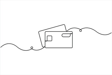Obraz premium Credit card continuous one line drawing of minimalist finance concept vector art illustration