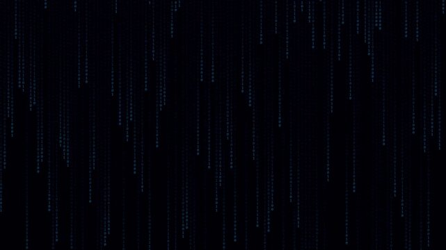 Binary code falling on black screen digital matrix animation