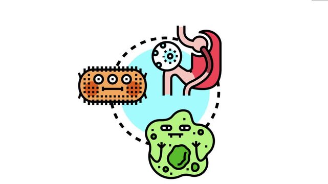 Human internal organ system preventing cellular invasion by bacteria and amoeba like microorganisms, visualizing the concept of reducing health infection risk