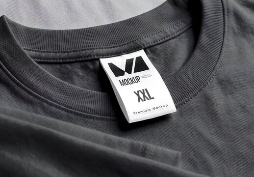 T-Shirt Neck Woven Label Tag Mockup
