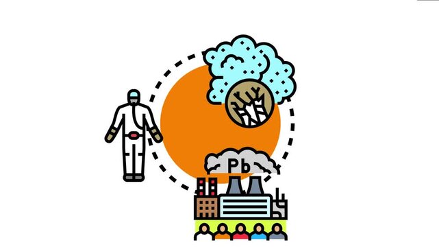 Person wearing protective suit working to mitigate industrial pollution, lead exposure, and environmental hazards affecting public health and ecology, reflecting risk management concepts