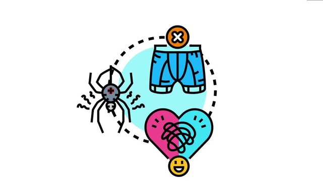 Lower threat awareness concept presenting an individual feeling calm and avoiding perceived danger from a spider, indicating a reduced sense of risk and increased well being
