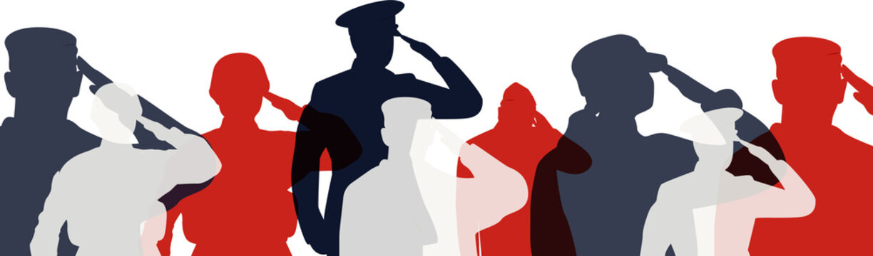 Silhouettes of military people.