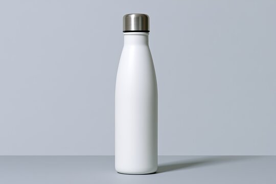 Clean white, curved reusable beverage container with metallic cap