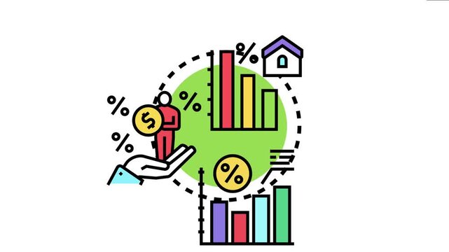 Hand holding borrower with dollar coin, showing decreasing interest rates and increasing financial savings while managing home loans and debt