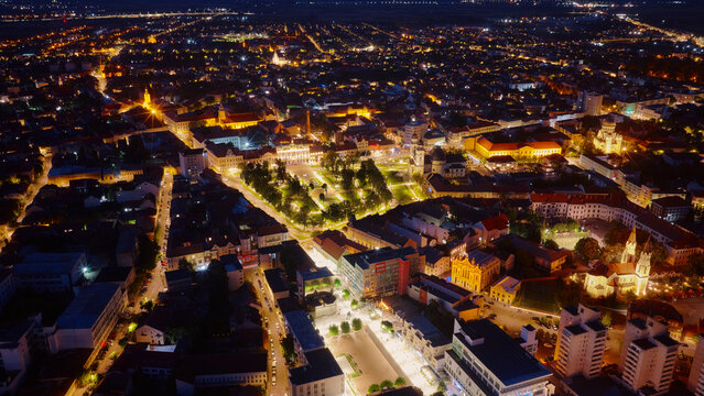 night view of the city onf Satu Mare