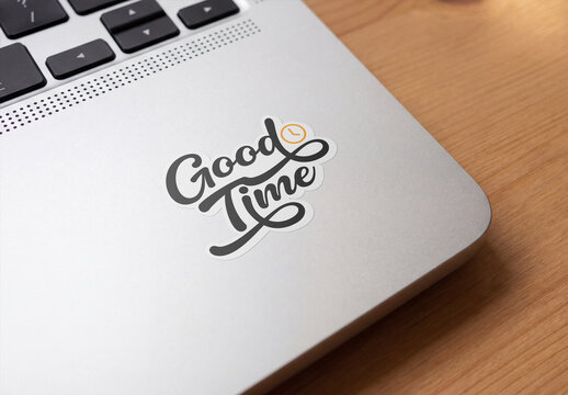 Sticker on Laptop Mockup