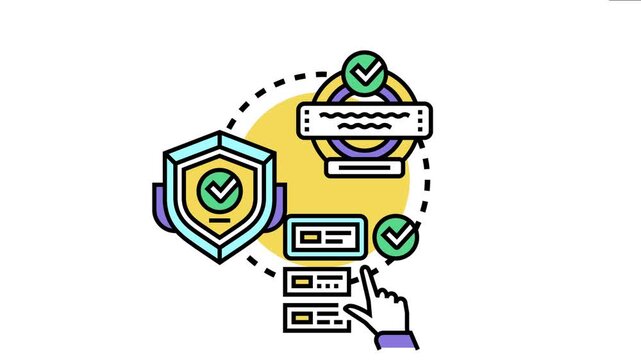 Customer assurance concept reliable service, secure transactions, and user validation processes with a hand selecting preferences and a shield protecting choices
