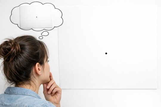 A person reflecting on their thoughts and ideas, represented by a cloud-like bubble above their head