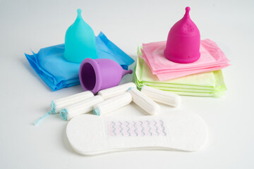 Sanitary hygiene set for women menstrual period cycle protection. © Warawan