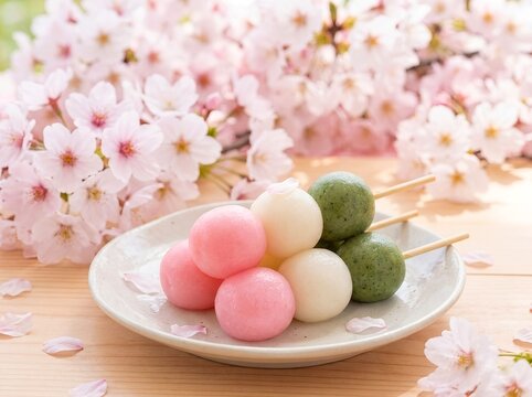 Traditional Japanese Dango Desserts. Japanese culinary culture, traditional wagashi sweets, tea ceremony, zen lifestyle, Asian gastronomy, authentic travel experiences