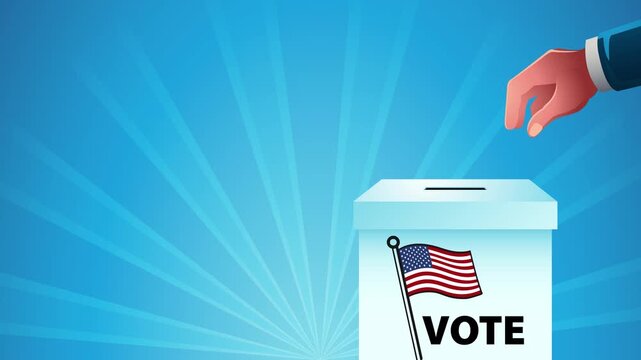 Diverse voters casting ballots into a U.S. election ballot box, symbolizing voting, democracy, elections and civic participation.