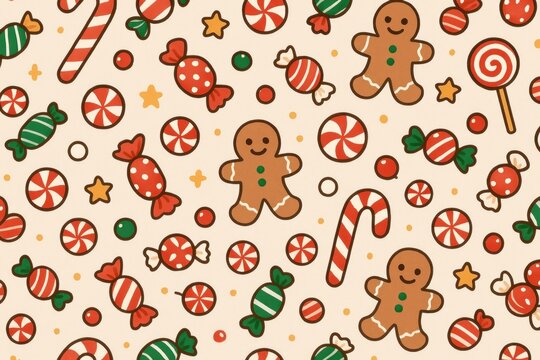 Festive gingerbread candy pattern