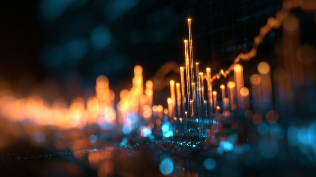 Stock Market Financial Chart with Glowing Data Trends
