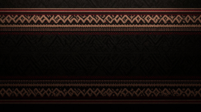 Ethnic Fabric Pattern with Geometric Tribal Embroidery Border