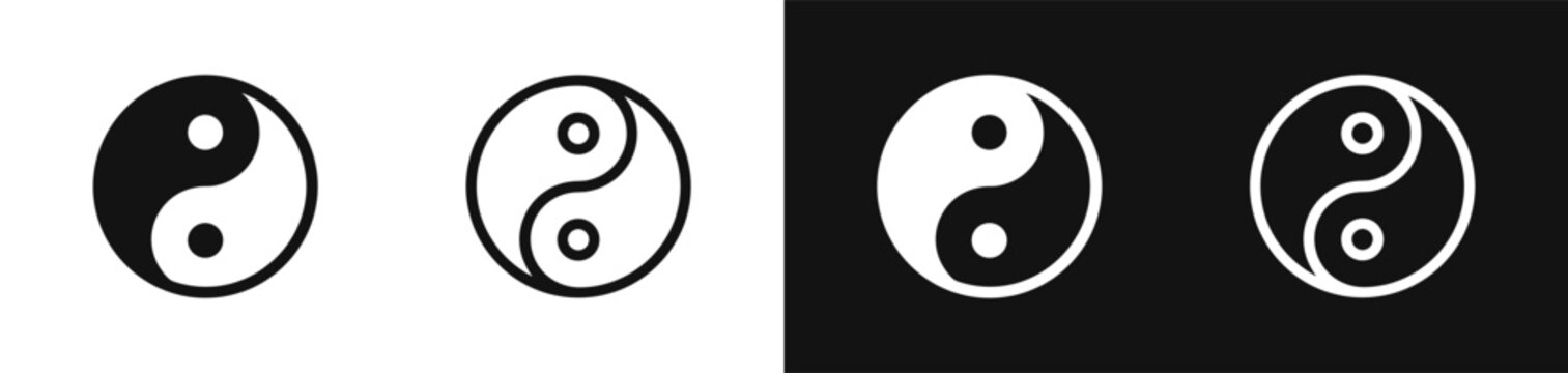 Yin yang symbol icon set. Balance and harmony minimalist vector design