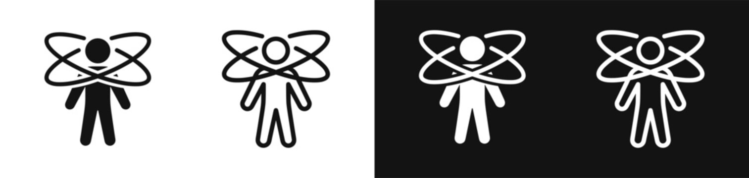 Dizziness icon set representing vertigo and disorientation