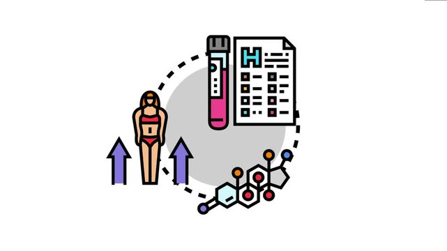 Luteinizing hormone - lh - impacting a woman's body, indicating fertility cycles, and observed through blood tests with a medical report and molecular structure