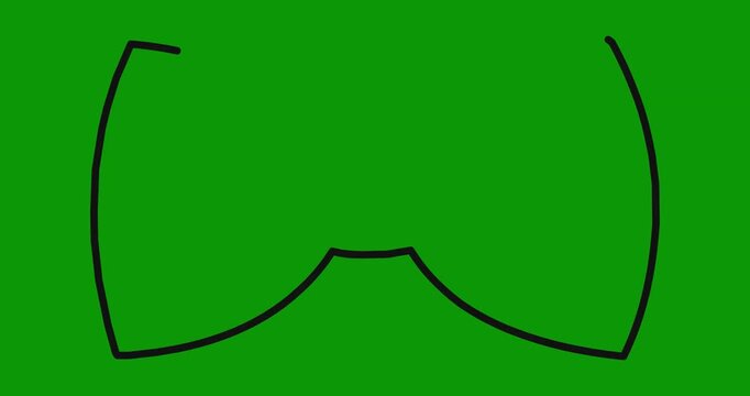 Animated bow tie drawing on chroma key green screen background for fashion design motion graphics.
