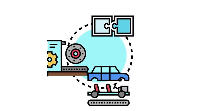 Machine deconstruction manufacturing process breaking down complex systems into individual components. Symbolizing modular design. Engineering solutions