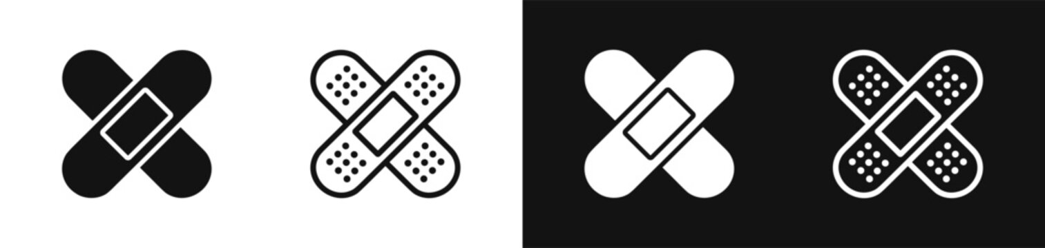 Adhesive bandage medical plaster icon set vector