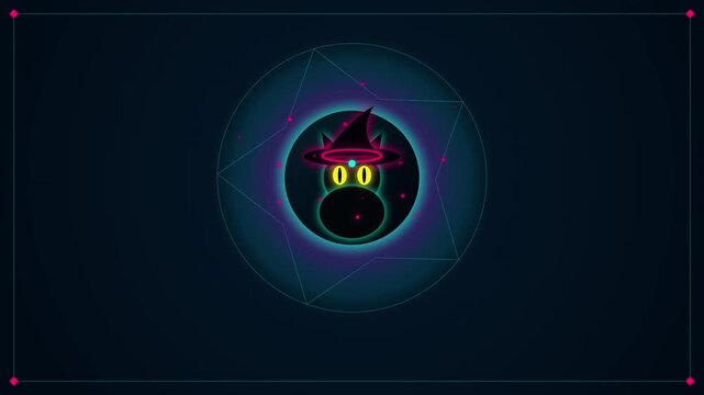 Halloween witch character pixel art animation on dark background