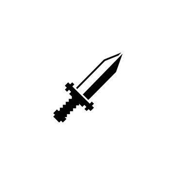 Pixel art dagger sword icon.