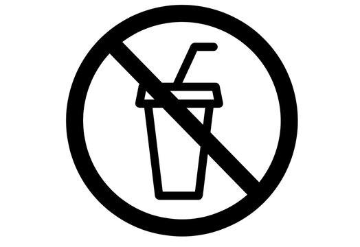 Black outline no drink prohibition sign transparent background