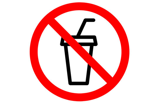 No drink sign with red prohibition circle transparent background