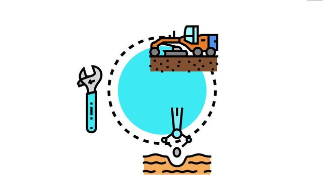 Machinery constraints concept presenting equipment operation difficulties and repair challenges using tools and specialized components for maintenance and installation