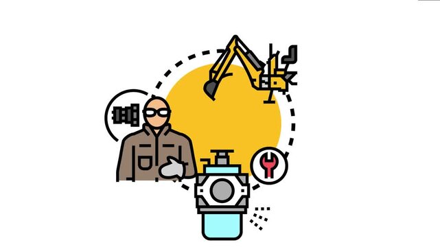 Worker managing industrial equipment and machinery with elements of maintenance and operation, concept of limitations or challenges in performance