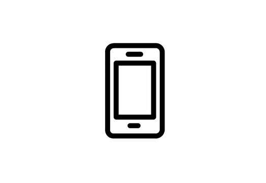 Black outline smartphone mobile phone icon transparent background