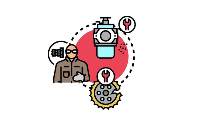 Mechanic or engineer working to identify component issues and providing skilled support for system restoration, delivering parts and repair expertise for complex machines