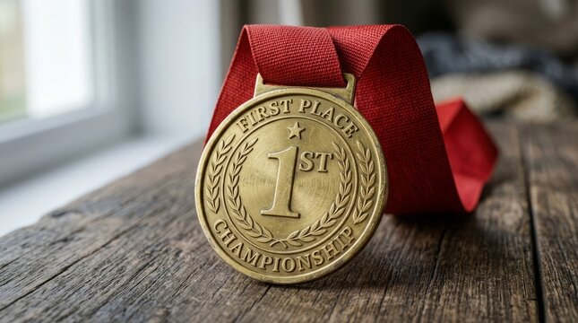 Champion First Place Gold Medal Award for Success and Victory