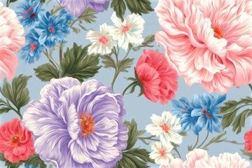 Fototapeta premium Vivid repeating floral background