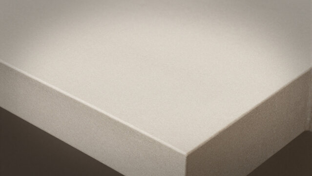 Minimalist smooth white stone countertop corner surface